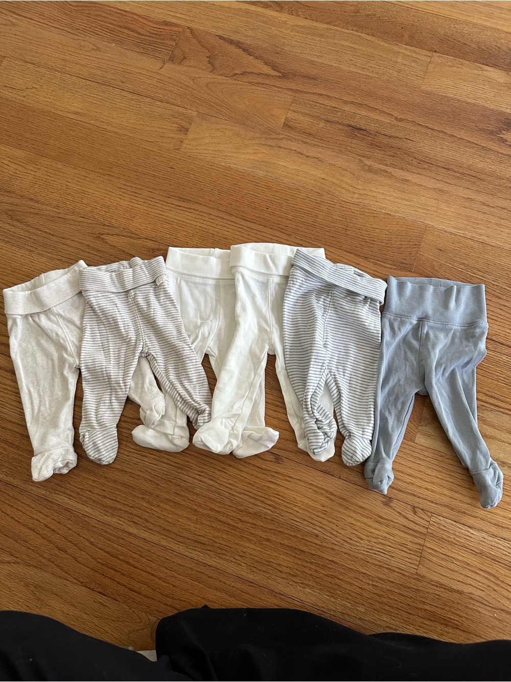 PM Baby 2 3-packs Foldover Waist footed leggings - White & Tan & Blue